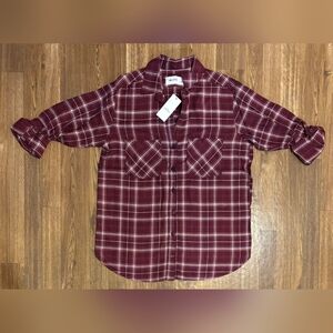 HOLLISTER Mulberry Plaid Button Flannel Long Sleeve Shirt XS NEW!
